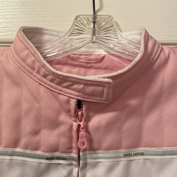 Women’s Biker Design Motorcycle Jacket - Pink/White - XL - Picture 3 of 6